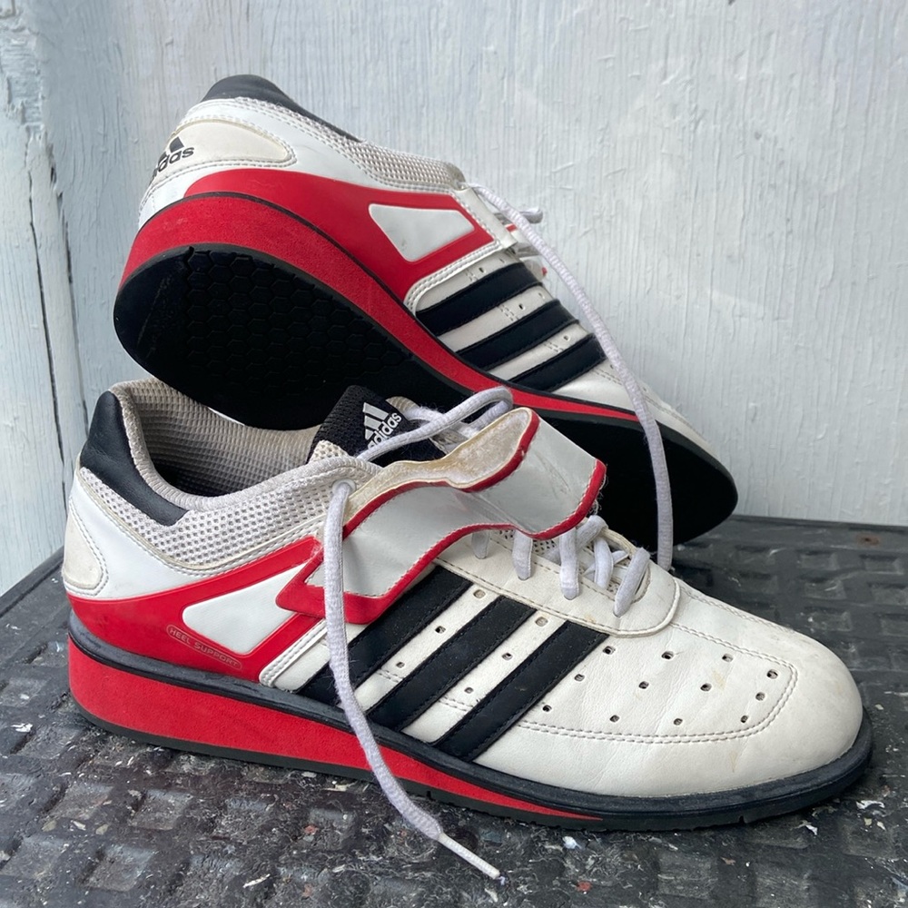 Adidas Power Perfect 2.0 Olympic WeightLifting Shoes Men’s 9.5 Classic White Red
